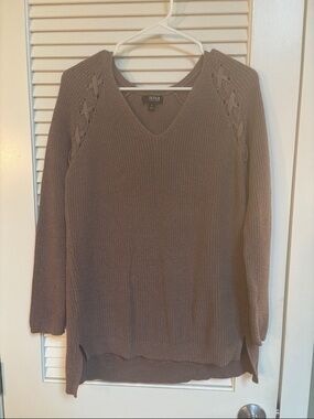 a.n.a Mauve-Brown V-Neck Knit Top